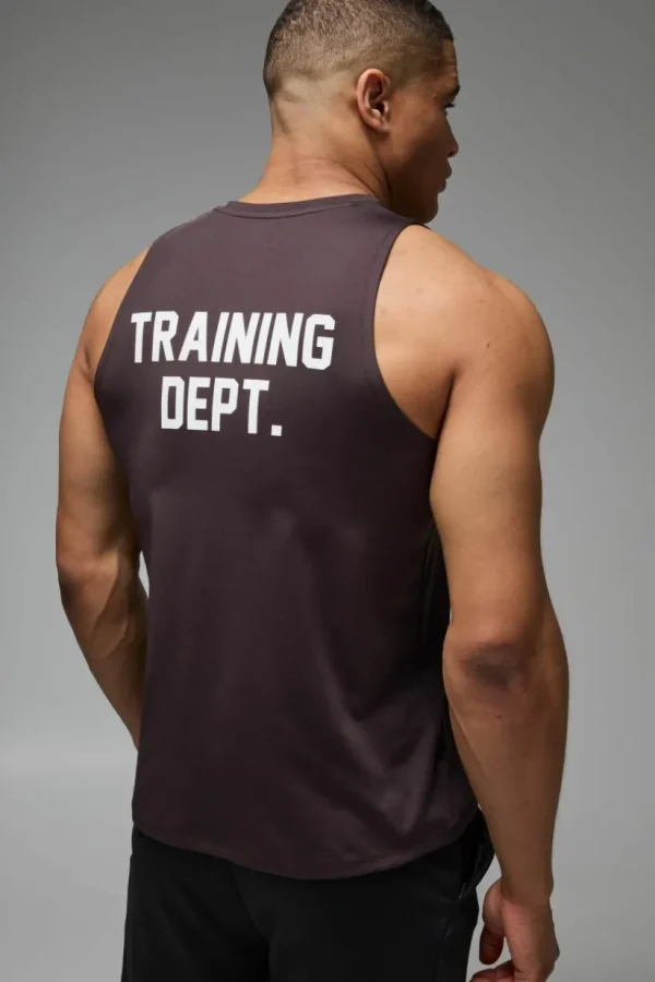 boohooMAN Man Active Performance Training Dept. Tank | Training Dept | Gym T-Shirts & Vests