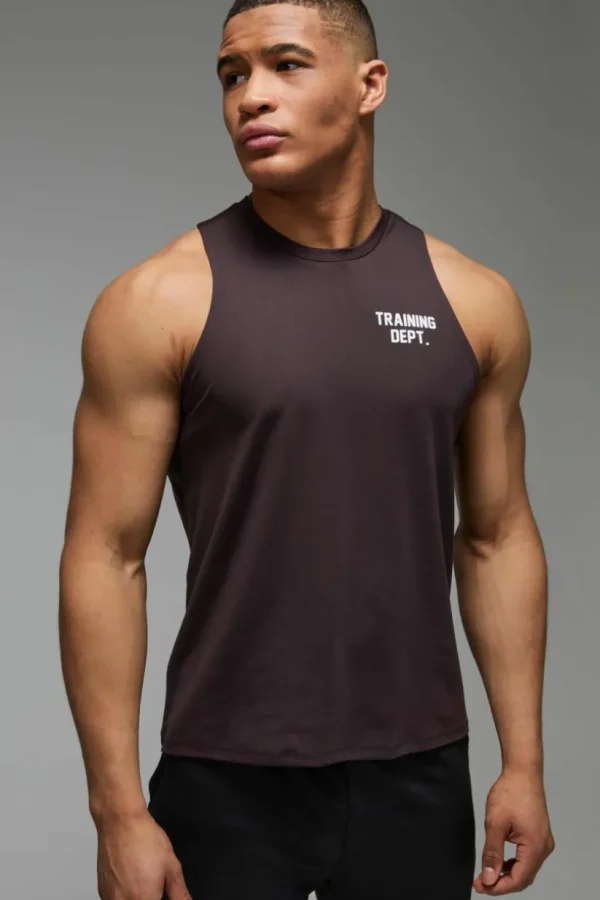 boohooMAN Man Active Performance Training Dept. Tank | Training Dept | Gym T-Shirts & Vests