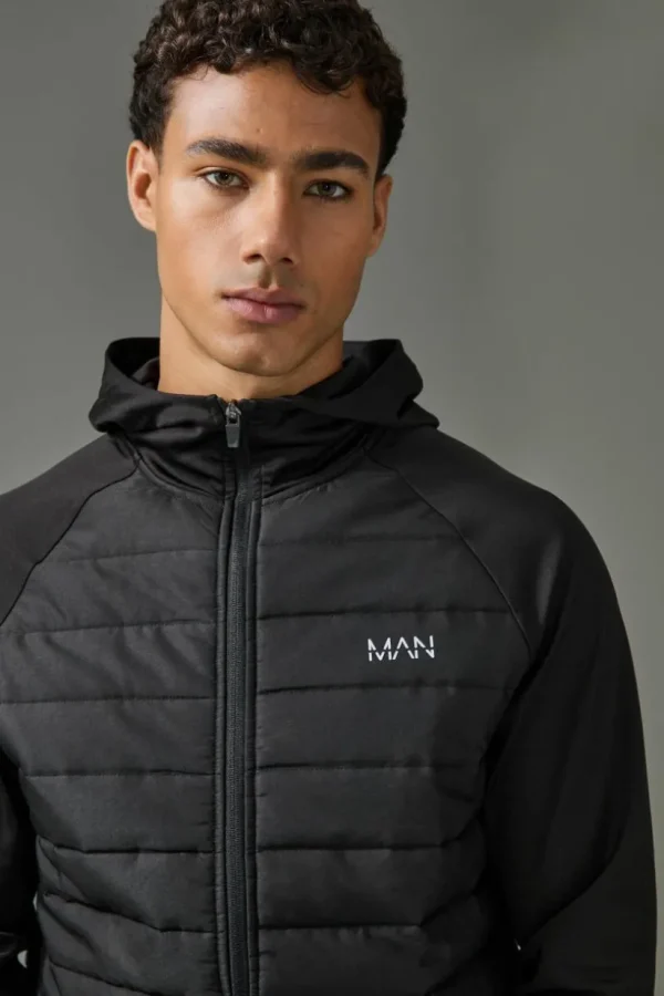 boohooMAN Man Active Quilted Zip Through Hoodie | Gym Essentials | Gym Jackets