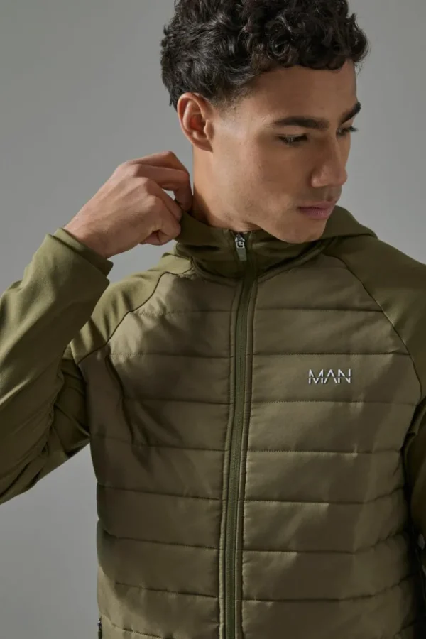 boohooMAN Man Active Quilted Zip Through Hoodie | Gym Jackets | Gym Clothes