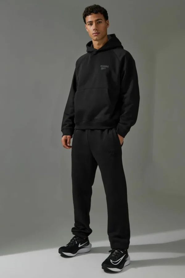 boohooMAN Man Active Training Dept Boxy Embossed Tracksuit | Training Dept | Gym Essentials