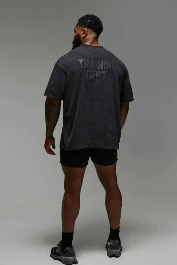 boohooMAN Man Active Training Dept. Oversized Washed T-shirt | Training Dept | Gym T-Shirts & Vests