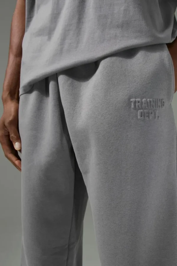 boohooMAN Man Active Training Dept Oversized Embossed Jogger | Gym Joggers