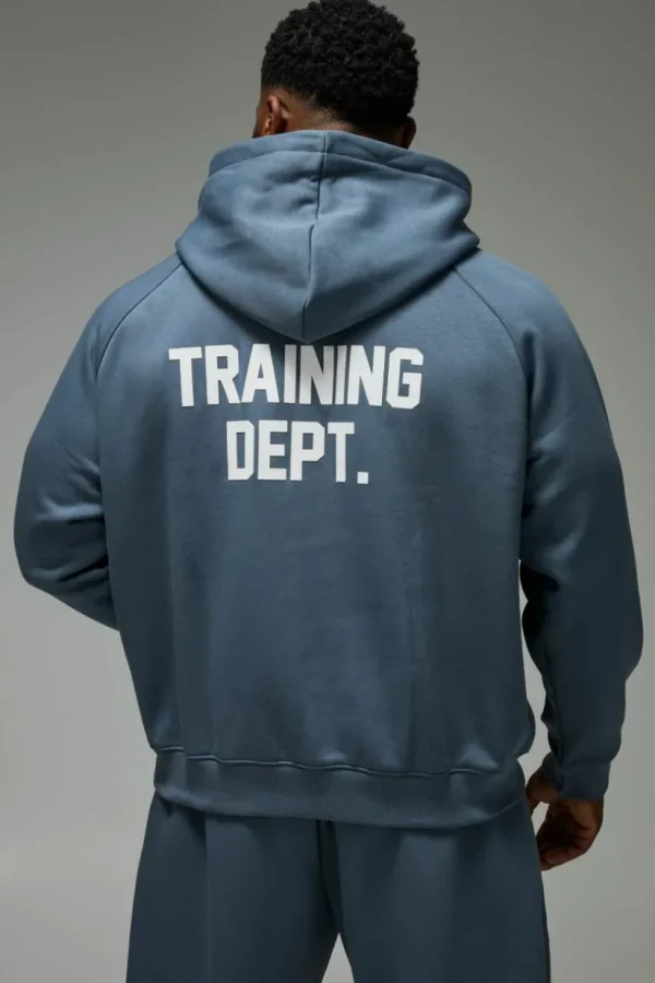 boohooMAN Man Active Training Dept Boxy Brushed Hoodie | Training Dept | Gym Clothes