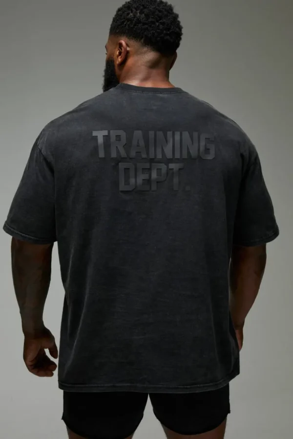 boohooMAN Man Active Training Dept. Oversized Washed T-shirt | Training Dept | Gym T-Shirts & Vests