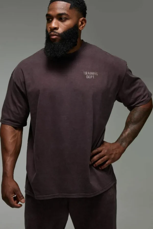 boohooMAN Man Active Training Dept. Oversized Washed T-shirt | Training Dept | Gym T-Shirts & Vests