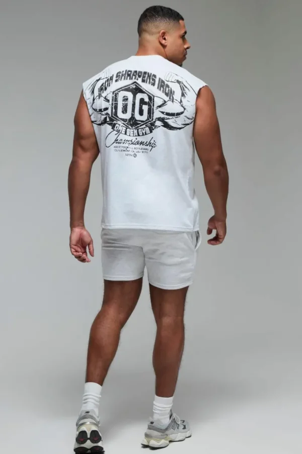 boohooMAN Man Active X OG Gym Oversized Sleeveless T-shirt | Gym T-Shirts & Vests