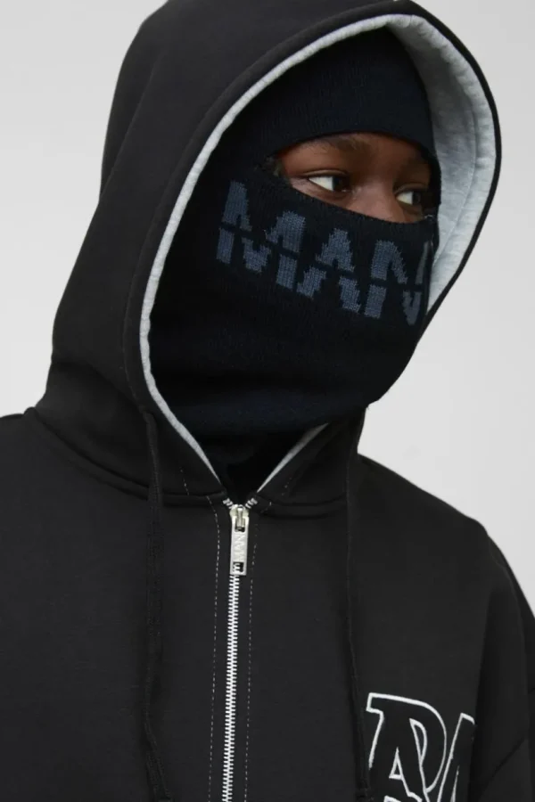 boohooMAN Man Dash Zip Detail Face Covering | Hats & Caps