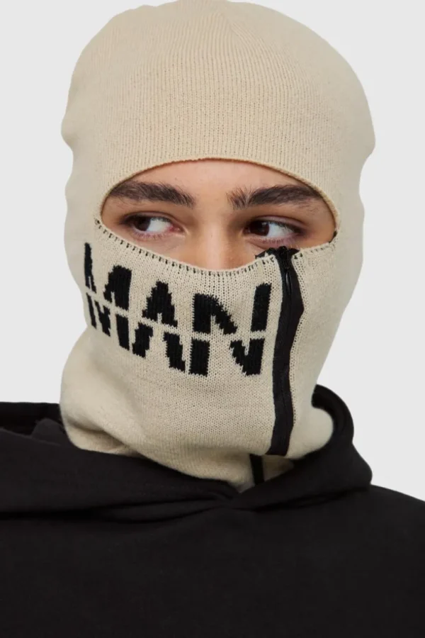 boohooMAN Man Dash Zip Detail Face Covering | Hats & Caps