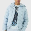 boohooMAN Man Heat Seal Hooded Puffer Coat In | Man | Coats & Jackets