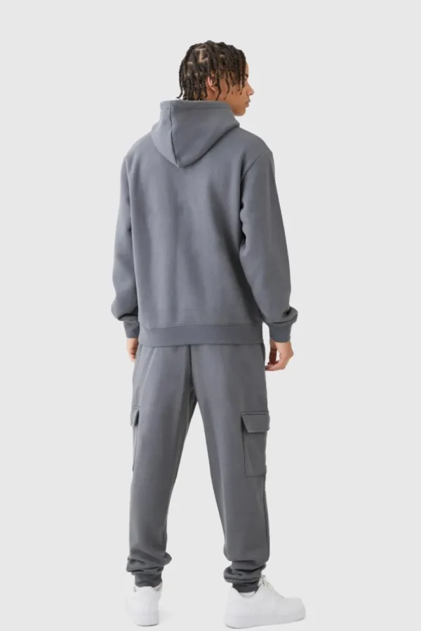 boohooMAN Man Hooded Cargo Tracksuit | Tracksuits