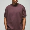 boohooMAN Man Oversized Extended Neck Heavy Interlock Ribbed Cuff T-shirt | Basics - Elevated