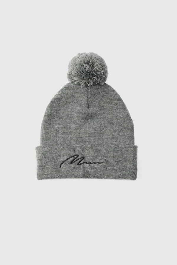 boohooMAN Man Signature Bobble Beanie | Hats & Caps