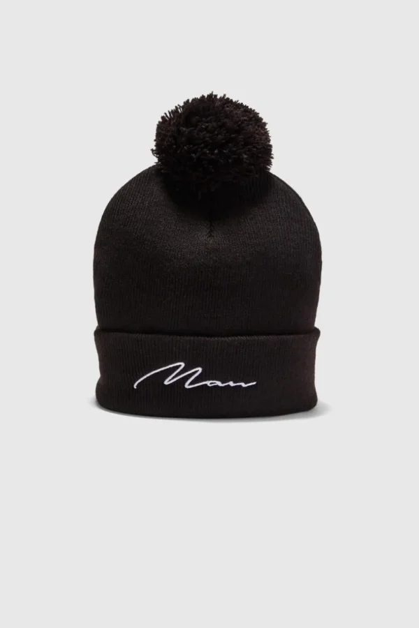 boohooMAN Man Signature Bobble Beanie | Hats & Caps