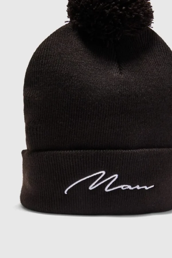 boohooMAN Man Signature Bobble Beanie | Hats & Caps