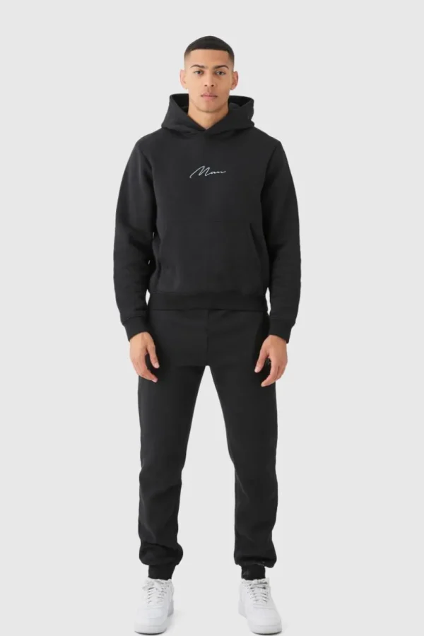 boohooMAN Man Signature Boxy Hooded Tracksuit | Man | Tracksuits