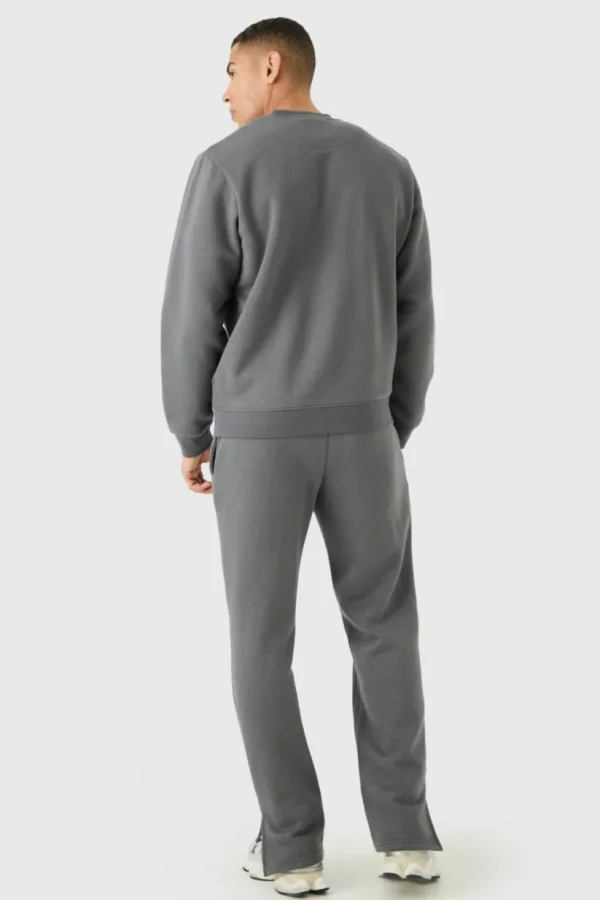 boohooMAN Man Signature Extended Neck Split Hem Sweatshirt Tracksuit | Tracksuits