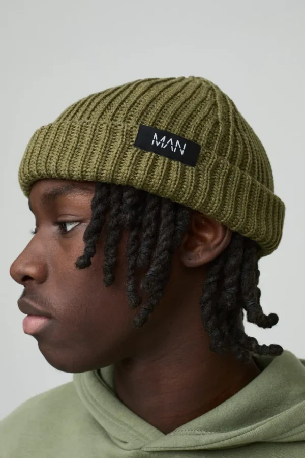 boohooMAN Man Tab Beanie | Hats & Caps