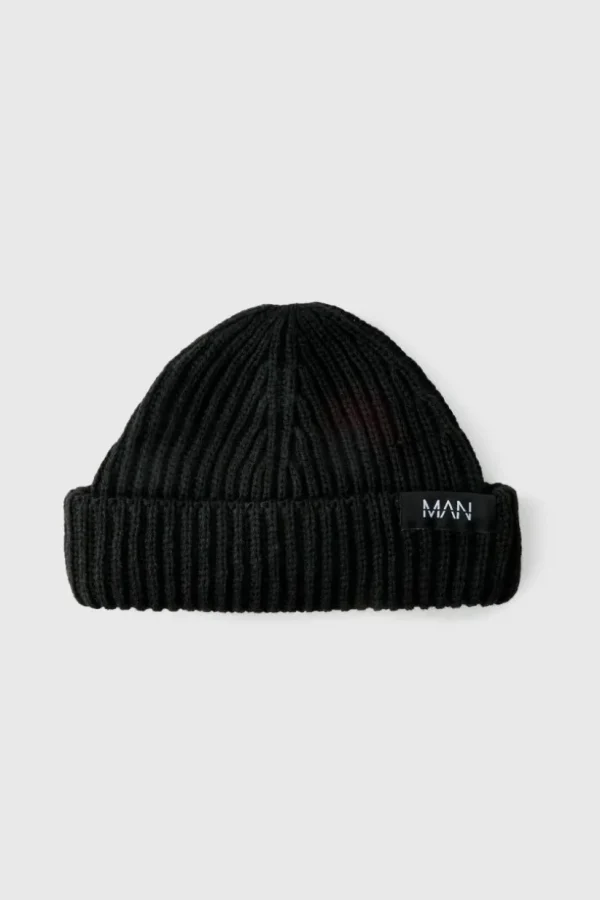 boohooMAN Man Tab Beanie | Hats & Caps