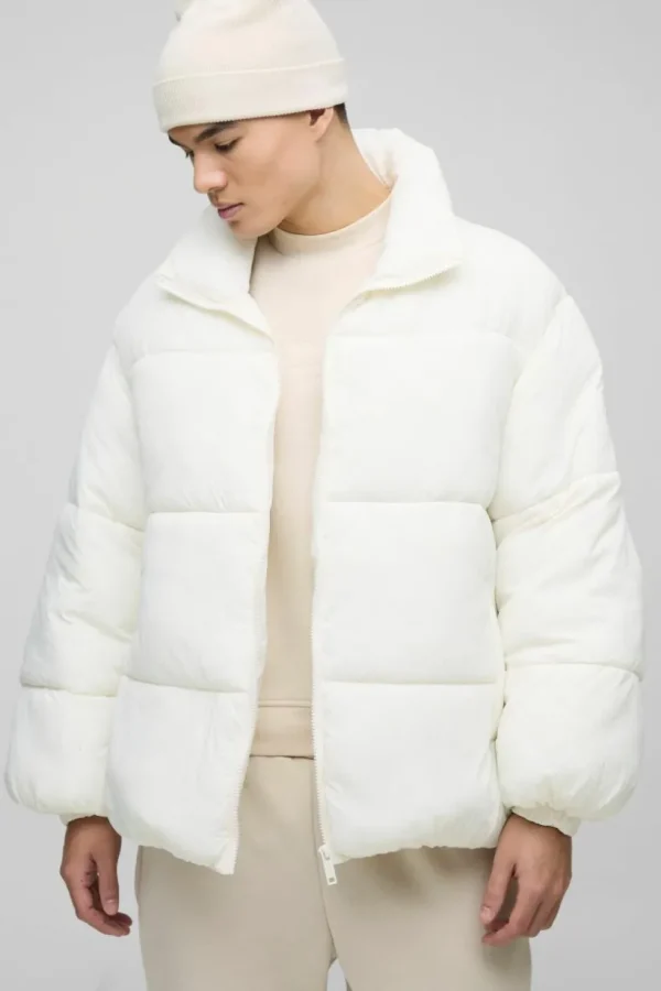 boohooMAN Man Tab Boxy Heavy Padded Puffer Jacket In | Man | Coats & Jackets