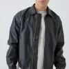 boohooMAN Man Tab Boxy Washed Pu Harrington Jacket In | Going Out Jackets | Going Out