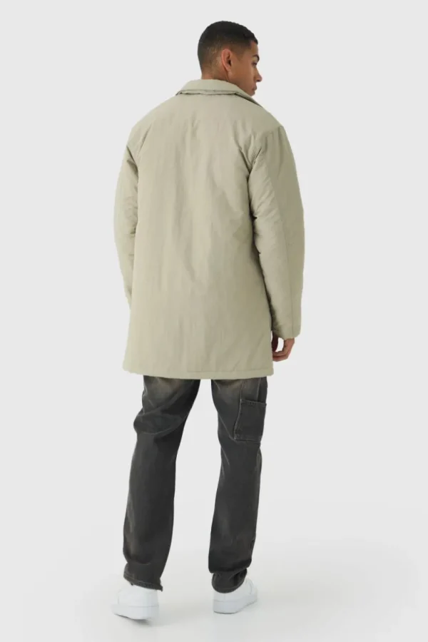 boohooMAN Man Tab Crinkle Longline Mac Jacket In | Man | Coats & Jackets