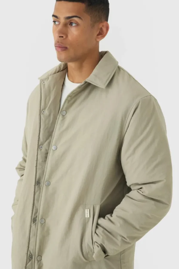 boohooMAN Man Tab Crinkle Longline Mac Jacket In | Man | Coats & Jackets