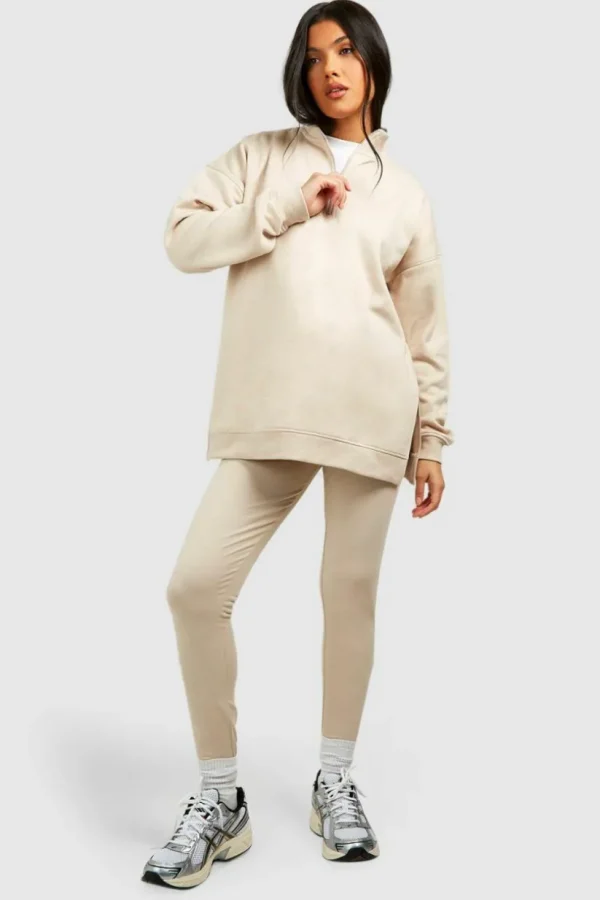 boohoo Maternity Half Zip Oversized Sweatshirt And Legging Set | Women Shirts | Foundation