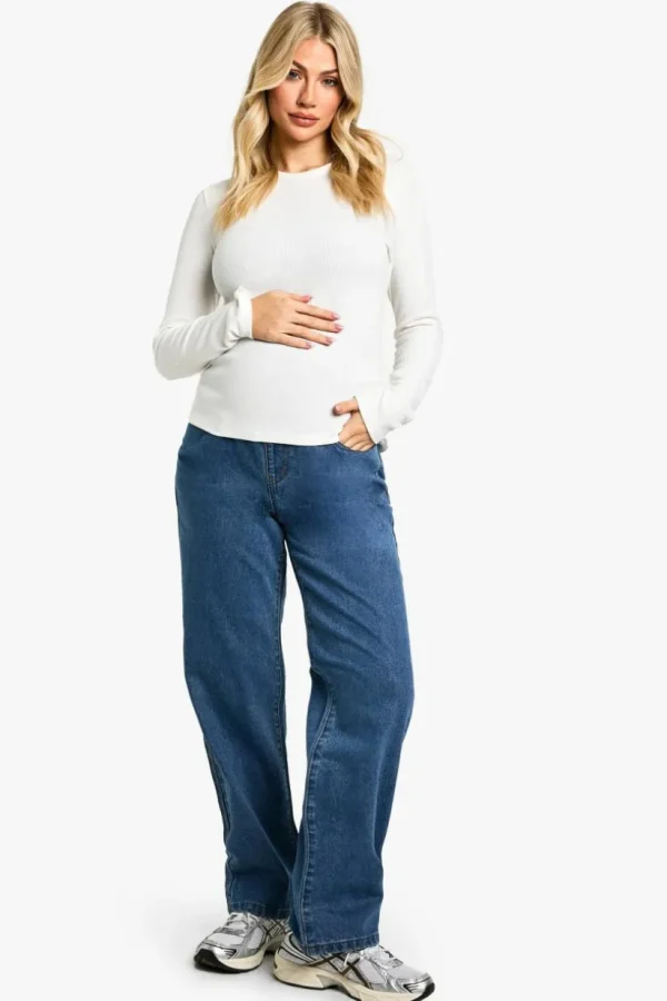 boohoo Maternity Over The Bump Straight Leg Jeans | Women Shirts | Foundation