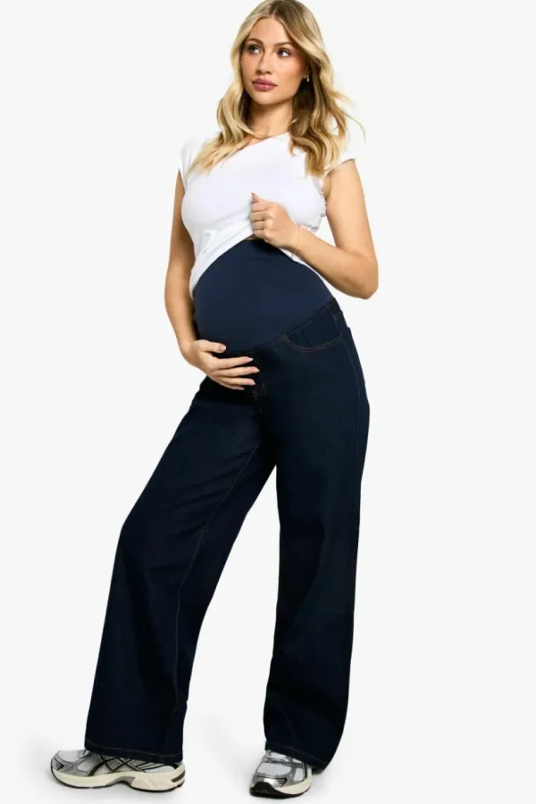 boohoo Maternity Over The Bump Wide Leg Jeans | Women Shirts | Foundation