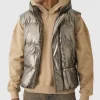 boohooMAN Metallic Hooded Puffer Gilet In | Man | Coats & Jackets