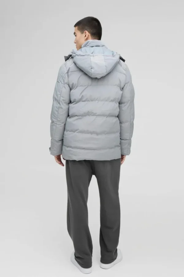 boohooMAN Mid Length Hooded Puffer In | Man | Coats & Jackets