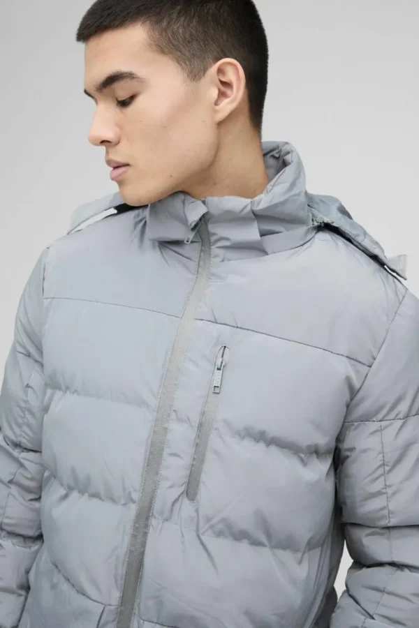 boohooMAN Mid Length Hooded Puffer In | Man | Coats & Jackets