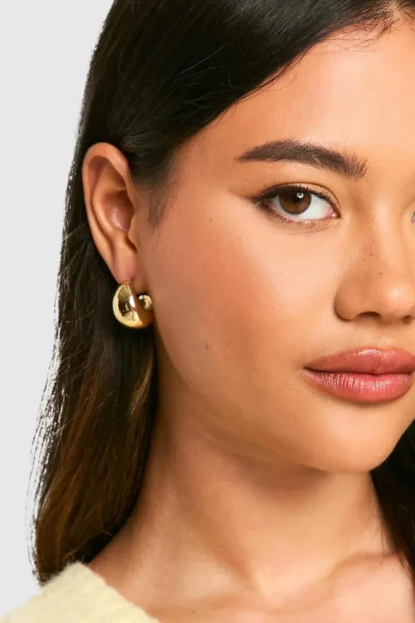 boohoo Mini Chunky Hoop Earrings | Women Shirts | Foundation