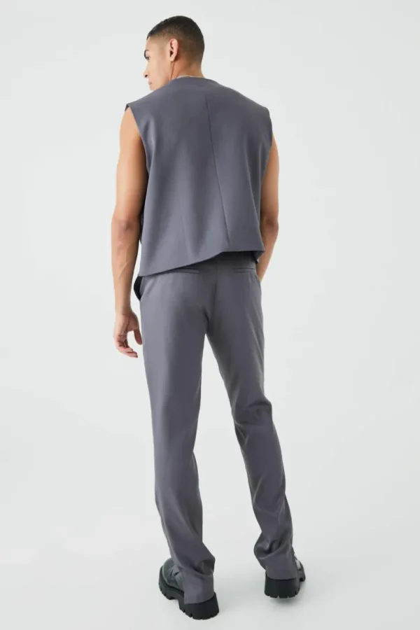 boohooMAN Mix & Match Tailored Split Hem Trousers | Suits Trousers | Going Out