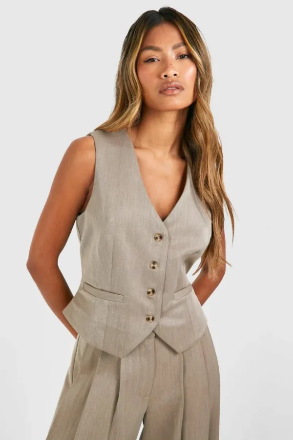 boohoo Mock Horn Fitted Waistcoat | Women Shirts | Foundation