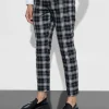 boohooMAN Mono Tartan Cropped Smart Trouser | Suits & Tailoring | Suits & Tailoring