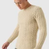 boohooMAN Muscle Fit Cable Knit Jumper | Knitwear | Going Out Knitwear