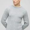 boohooMAN Muscle Fit Contrast Colour Long Sleeve Knitted Jumper | Knitwear | Going Out Knitwear