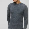 boohooMAN Muscle Fit Ribbed Acid Wash Knitted Jumper | Knitwear | Going Out Knitwear