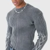 boohooMAN Muscle Fit Ribbed Acid Wash Knit Jumper | Knitwear | Going Out Knitwear