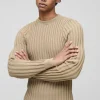 boohooMAN Muscle Fit Ribbed Long Sleeve Jumper | Knitwear | Going Out Knitwear