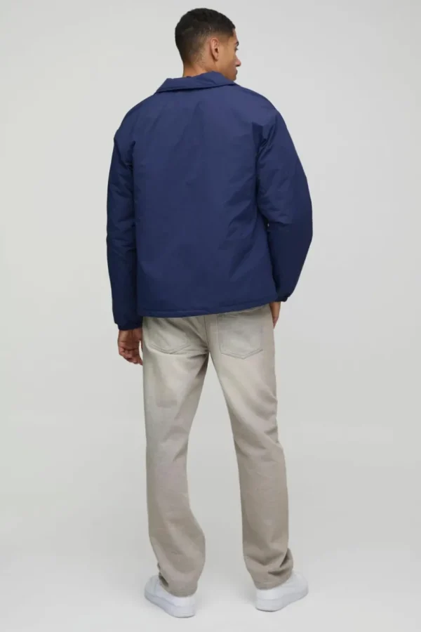 boohooMAN OFCL Padded Nylon Coach Jacket In | Man | Coats & Jackets