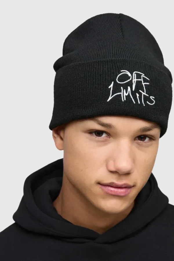 boohooMAN Off Limits Script Beanie | Hats & Caps