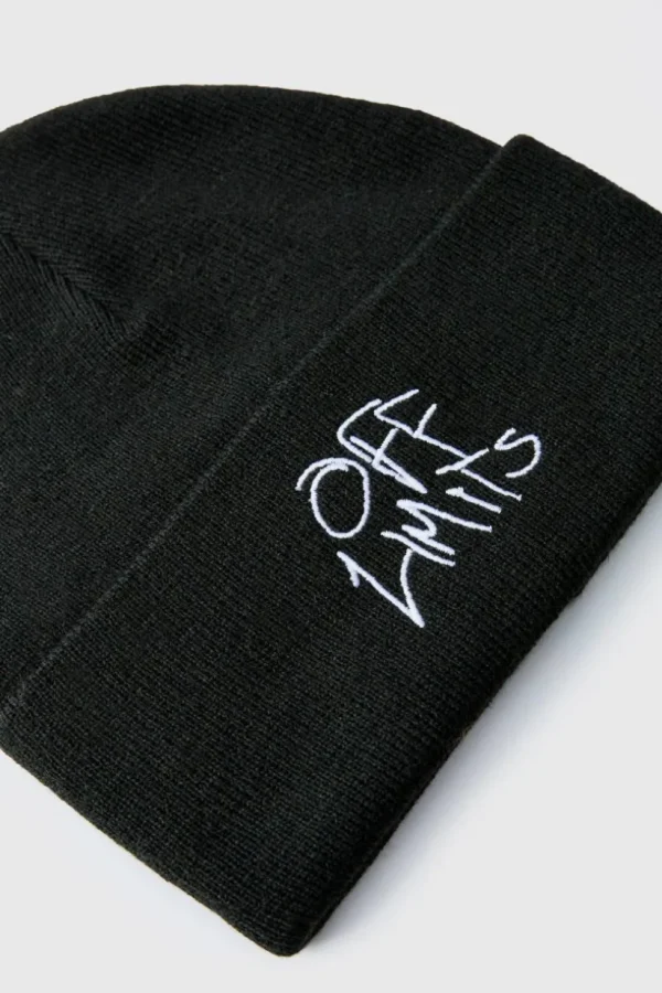 boohooMAN Off Limits Script Beanie | Hats & Caps