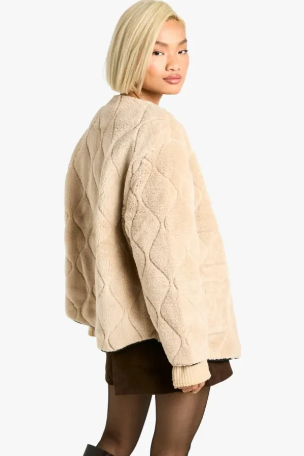 boohoo Onion Quilt Faux Fur Teddy Jacket | Women Shirts | Foundation