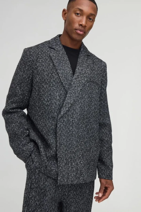 boohooMAN Oversized Boucle Boxy Blazer | Suit Blazers | Suits & Tailoring