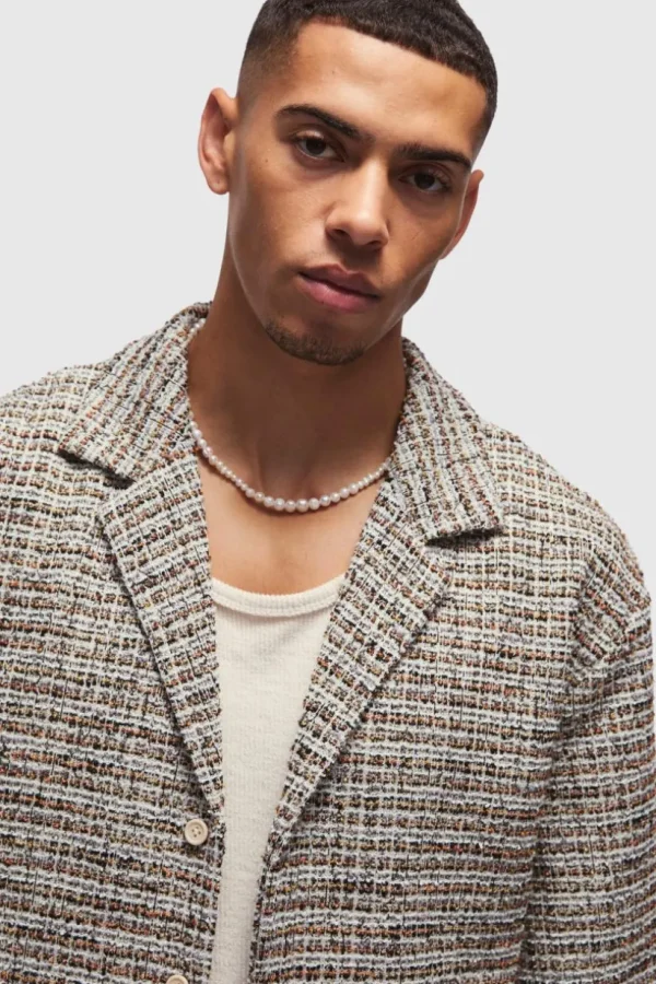 boohooMAN Oversized Boucle Dropped Revere Shirt | Shirts | Going Out Shirts