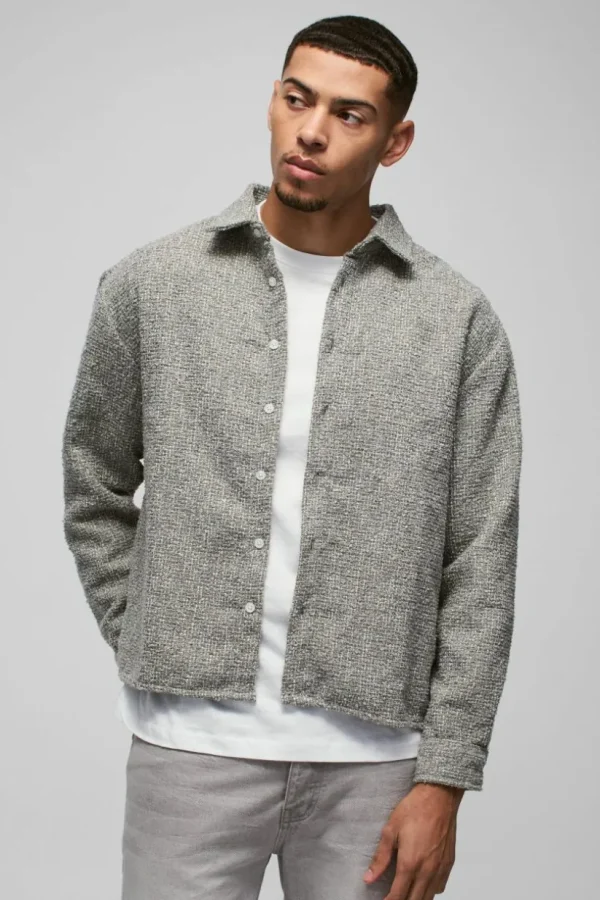 boohooMAN Oversized Boucle Overshirt | Coats & Jackets