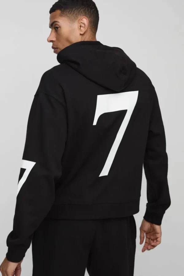 boohooMAN Oversized Boxy 7 Print Hooded Tracksuit | Tracksuits